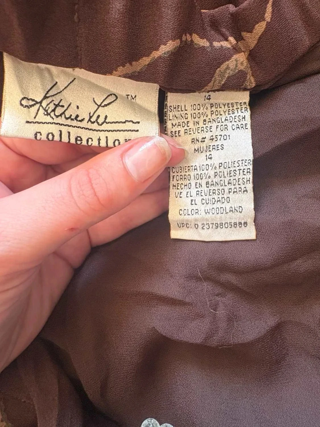 Falda larga vintage marrón con flores boho retro midi fluida recta con abertura Y2K talla 14 XL Kathie Lee – photo 6
